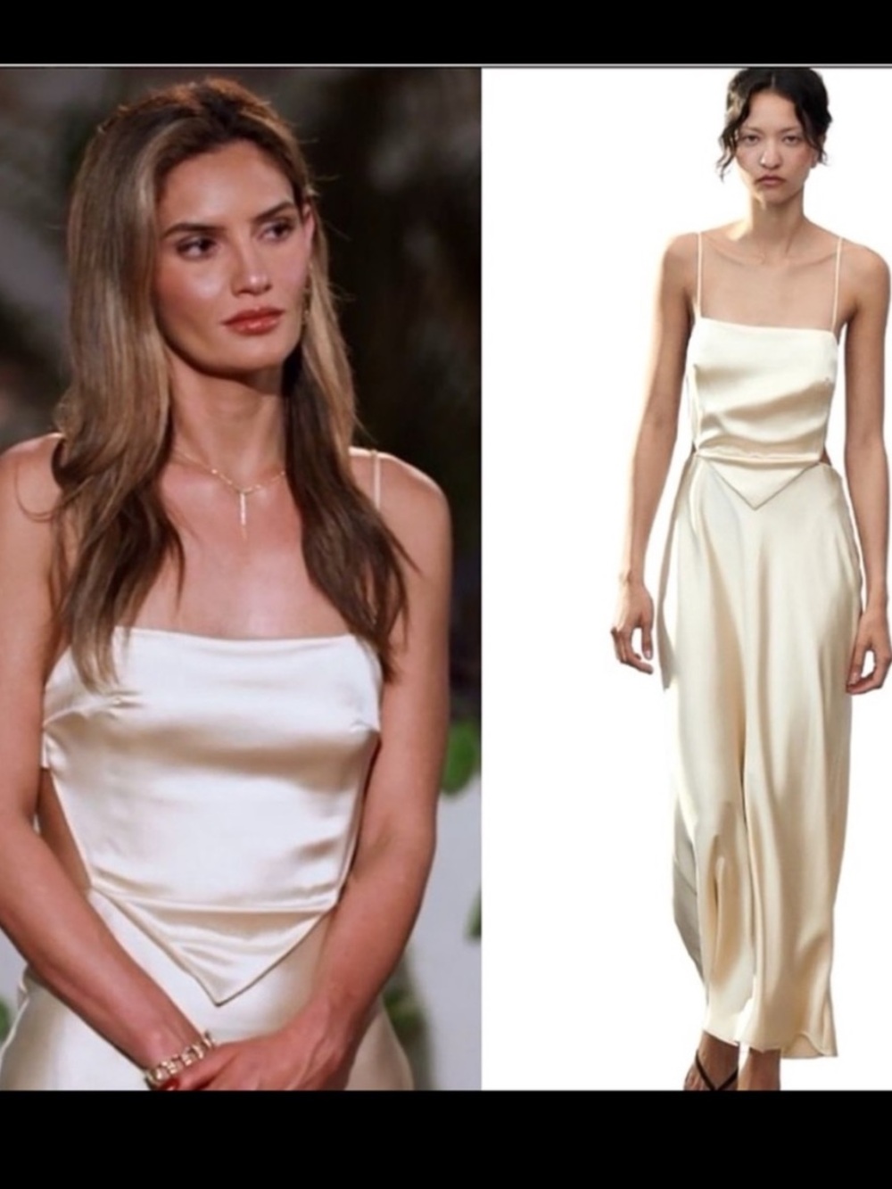 Zara Satin effect Dress in Vanilla Cream